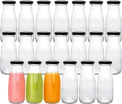 12 Oz Glass Bottles, Clear Glass Milk Bottles With Black Metal, Set Of 20 - $37.34