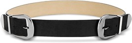 allbrand365 designer Womens Double Buckle Suede Belt,Black/Silver,Small - £19.35 GBP