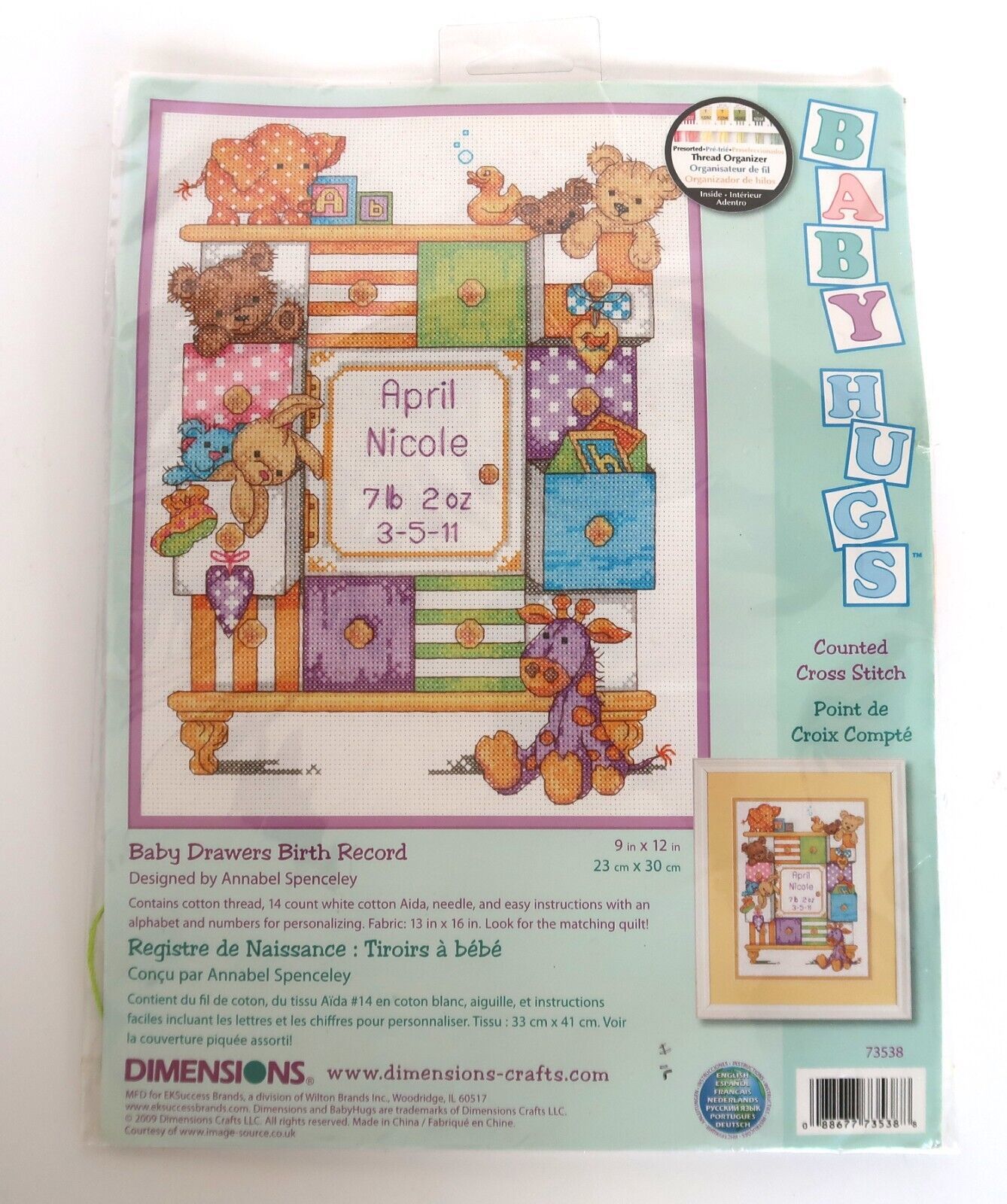 Primary image for 2009 Dimensions Baby Hugs Counted Cross Stitch NIP
