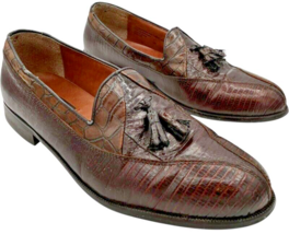 stacy adams men&#39;s snake &amp; leather cognac 23021-02 slip-on split-toe size... - $363.41 MXN