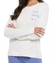 Womens Pajamas Top SO White Long Sleeve Terry Lightweight Shirt-size M - £12.69 GBP