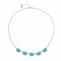 Liz Claiborne Women&#39;s Blue Oval Collar Necklace Silver Tone 17 Inch NEW - £12.58 GBP