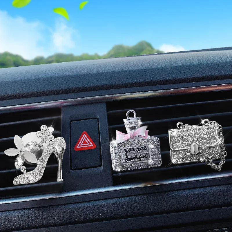 Car Air Freshener Auto Outlet Perfume Clip Bling Car Accessories Diamond Bowknot - £7.70 GBP+