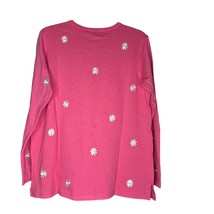 Quacker Factory Womens Sweater M Pink Daisy Floral Rhinestone Cardigan NWT - $34.64