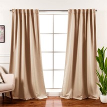 52 x 108 inch Solid Beige Cream Thermal Blackout Curtain Panels - Set of 2 - $108.90