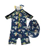Bonverano Swimsuit Baby Boy 9-12 Month One Piece Rashguard W Sunhat UPF 50+ - $15.27