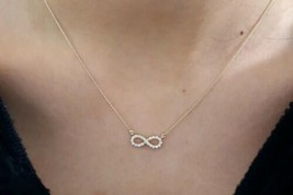 0.20Ct Simulated Diamond Infinity Pendant Necklace in 14K Yellow Gold over 925 - £71.95 GBP