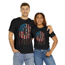 Bitcoin Digital Crypto Graphic Binary USA Flag Black T-Shirt Soft Cotton Sz S-XL - £19.44 GBP