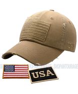 ANTOURAGE American Flag Vintage Hat for Men &amp; Women +2 Patches- Khaki - £15.68 GBP
