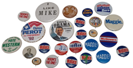 Lot of 24 Presidential/ Local Campaign Patriotic Pin Back Buttons 1930s-2000s - $52.20