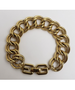 Vintage Givenchy Chain Bracelet Gold Tone Curb Links Double G Logo Clasp... - £156.39 GBP