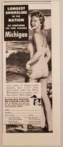 1955 Print Ad Michigan Water Wonderland Travel Longest Shoreline Swim Su... - $8.98