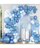 136pcs Blue Balloon Arch Kit Metallic Macaron Confetti Party Decor - $38.99