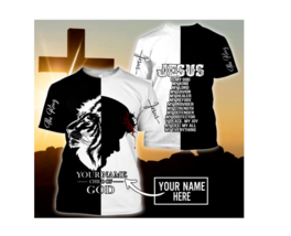 Personalized Jesus Praying Lion Of Judah Christian Cross Faith 3D TSHIRT US Size - £11.18 GBP+