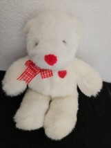 1996 Plush Creations Teddy Bear Stuffed Animal White Red Heart Chest Bow - £31.55 GBP