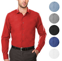 Men&#39;s Premium Cotton Blend Button Up Long Sleeve Solid Classic Dress Shirt - £20.73 GBP