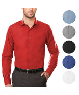 Men&#39;s Premium Cotton Blend Button Up Long Sleeve Solid Classic Dress Shirt - £20.94 GBP