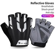 WEST BI Shockproof Reflective Cycling Gloves Half Finger  Gloves Men Women Summe - £91.18 GBP