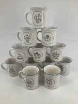 Pfaltzgraff WINTERBERRY Complete Set of 12 Days of Christmas 4&quot; Large Mugs EUC - £175.28 GBP