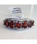 TGW 2.75 Ct.  Seven Oval Mozambique Garnet Platinum / Brass Ring SZ 8 - $32.06 CAD