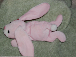 Ty B EAN Ie Babies &quot;Hoppity&quot; The Pink Rabbit 8 In.Long (Bdrm Bskt) - £4.73 GBP