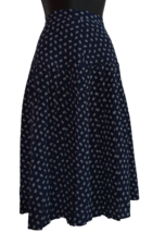 Unbranded Women&#39;s Hip Pleat Skirt Midi Legth Navy Blue &amp; White Print Side-zipper - £18.68 GBP