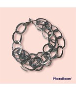 Silpada Sterling Silver Three-Strand Link Bracelet Hammered Oxidized - $104.72