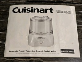 Cuisinart Ice Cream Maker CIM-22PC Series Instruction And Recipe Booklet   - $271.95 MXN