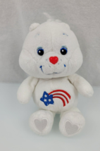 2002 Care Bears America Cares Bear White Plush Toy Stuffed Animal Patrio... - $22.76