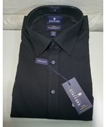 Stafford Mens Black Travel Dress Shirt Long Sleeve Reg Fit XXL 18&quot;- 34&quot;/35&quot; - £25.06 GBP