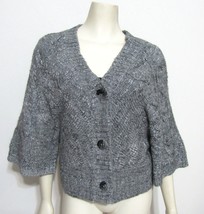 NWT Gray Wool Alpaca Blend Cardigan Sz M $99 Bat Wing Knitted Sweater 8 10 - £15.12 GBP