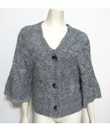 NWT Gray Wool Alpaca Blend Cardigan Sz M $99 Bat Wing Knitted Sweater 8 10 - £14.98 GBP
