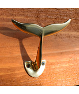 Set of 2 Brass Gold Nautical Sea Baleen Blue Whale Tail Wall Coat Hook H... - $470.12 MXN