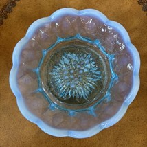 Fenton Blue Opalescent Vintage Candy Trinket Dish with Grape Pattern Design - $29.69