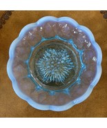 Fenton Blue Opalescent Vintage Candy Trinket Dish with Grape Pattern Design - $38.70 CAD