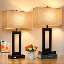 Set Of 2 Touch Control Table Lamp With 2 Usb Ports, 3-Way Dimmable Modern Nights - £87.88 GBP