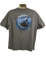 Guy Harvey Aftco Mens Gray Double Graphic T-Shirt 2XL Fishing Swordfish ... - £19.83 GBP