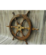 Nautical Wooden Ship Steering Wheel Handmade Wood And Brass 18&quot; ship wheel - £48.44 GBP