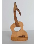 Handcrafted Wooden Music Sculpture – Acoustic Guitar &amp; Eighth Note | Mus... - $122.12 CAD