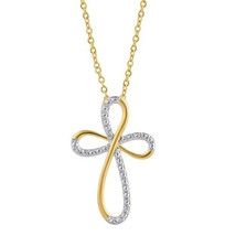 14K Yellow Gold Plated 0.25Ct Moissanite Infinity Cross Pendant Necklace Women&#39;s - £51.71 GBP