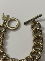 Victoria&#39;s Secret Gold-Tone Rhinestone Angle Wing Charm Curb Chain Bracelet - £6.67 GBP