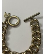 VICTORIA&#39;S SECRET Gold-Tone Rhinestone Angle Wing Charm Curb Chain Bracelet - £6.68 GBP