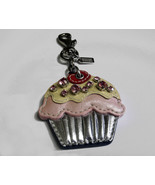 Coach Leather Jeweled Cupcake Silver Pink Key Fob Keychain Purse Charm 9... - £71.22 GBP