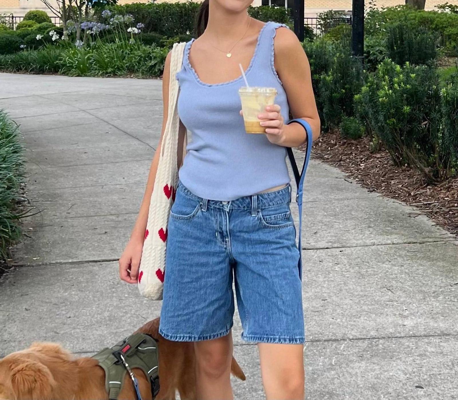 Lucy Paris Kaley Blue Knit Ruffle Tank Top Blue - $50.00