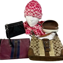 Authentic COACH 6 Piece Assorted Accessory LOT Handbags Scarf Wristlet B... - £80.71 GBP