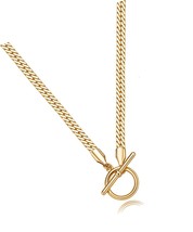 Gold Necklace 18k Gold Plated Dainty Square Toggle - £43.95 GBP