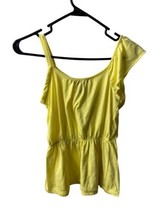 Epic Threads Girls Yellow Asymmetrical Ruffle Sleevess Summer Top  Size L - £7.88 GBP
