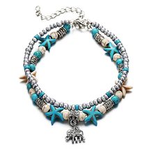 Foot Accessories Women New Thick Chain Double-deck Beach Ocean Pendant Beads Tur - £7.84 GBP+