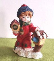 Boy/Child with Bird Houses Resin Figurine by Artmark 1997 Vintage 3&quot; Tall - £5.53 GBP
