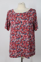 NWT J Jill S Pink Blue Floral Short Sleeve Jersey Wearever Top - £19.98 GBP